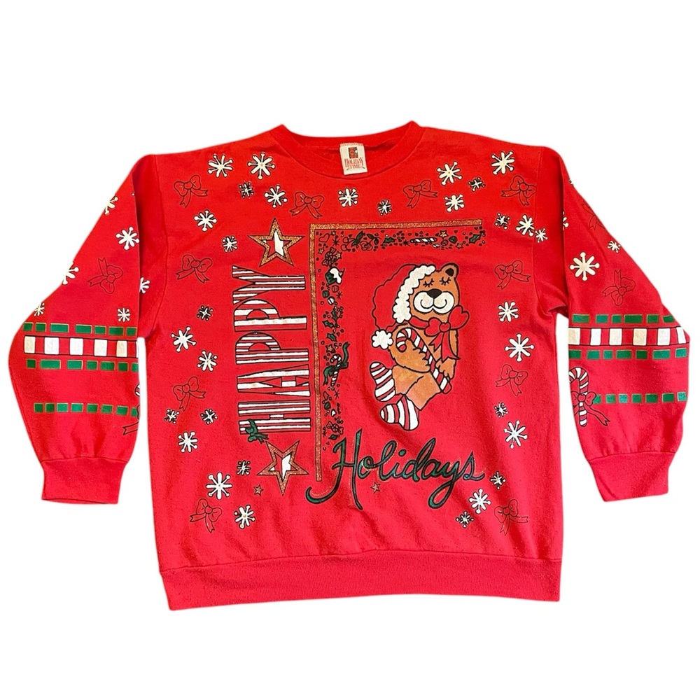 Vintage 90’s Holiday Time Crew Neck Sweatshirt Christmas Ugly Sweater Party
